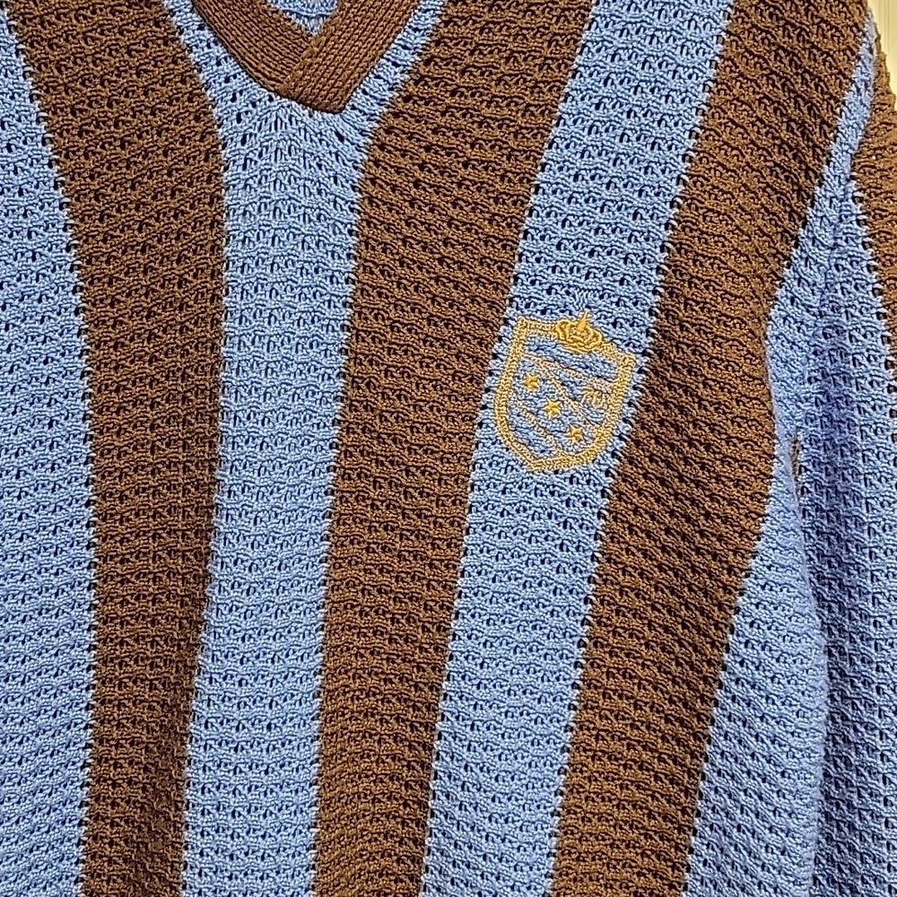 BDG V-Neck Sweater in Blue and Brown Stripes, Women's Med New Oversize - Picture 4 of 8